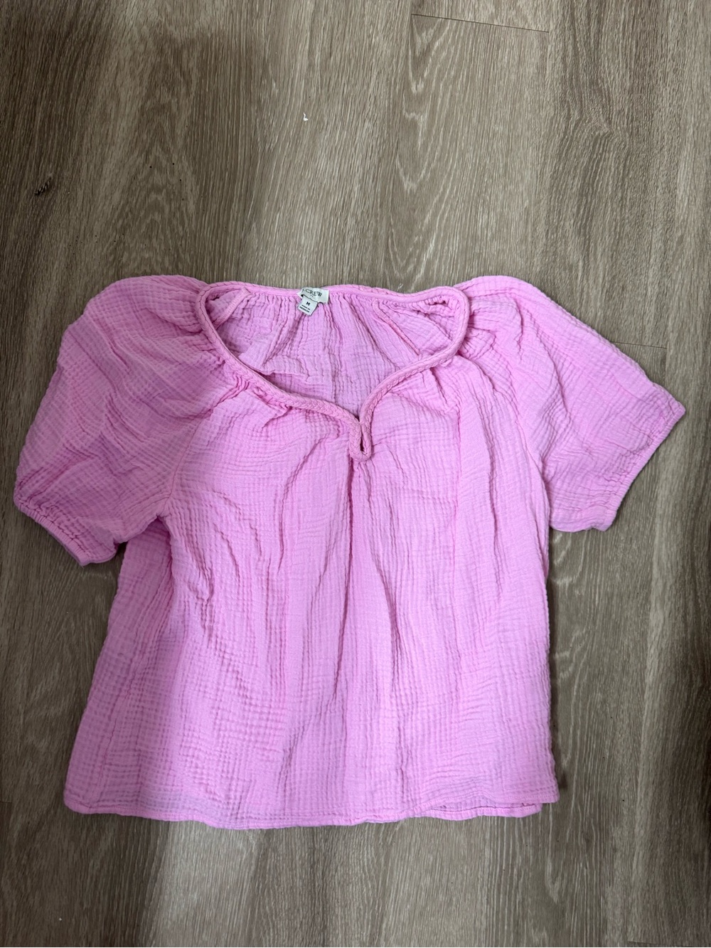 J. Crew Puff Sleeve Braided Neckline Gauze Too